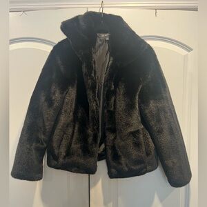 INC International Concepts Black Faux Fur Jacket